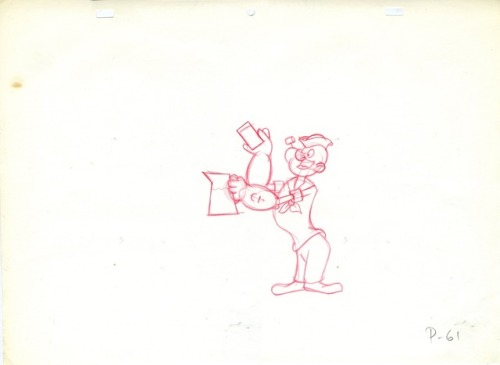 Animation drawings from a 1970s Popeye commercial for Start. It must be one of the rare instances wh