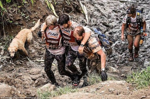 coolthingoftheday:Exhausted, covered in mud and desperately hungry, a team of Swedish athletes sat d