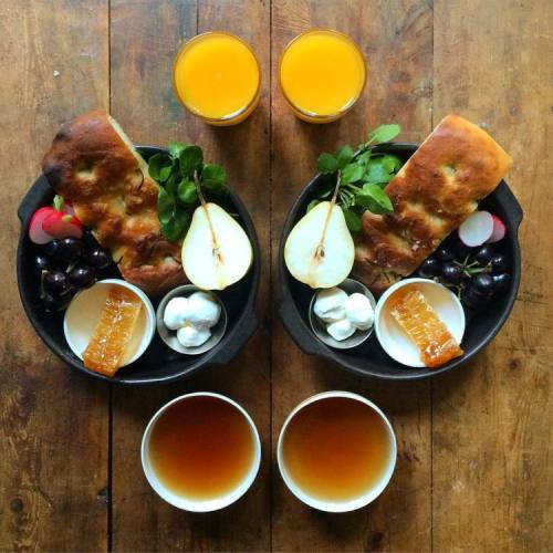 laughingsquid: Man Crafts Beautiful Matching Breakfasts From Around the World for Himself and His Bo