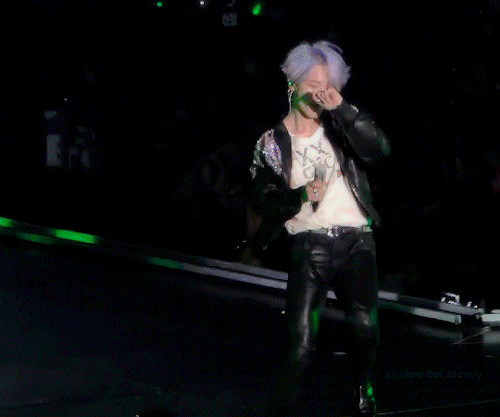 Jimins Lilac Hair, Jimin In Leather Pants, Jimins Jacket Falling Off One Shoulder, Jimin Sauntering Towards