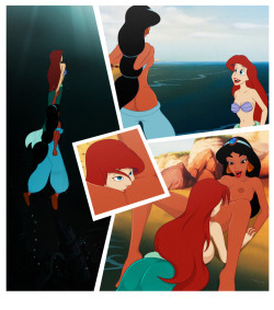 superheropornpics:  Ariel and Princess Jasmine