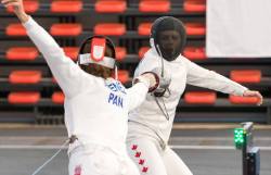 modernfencing:  [ID: two epee fencers in