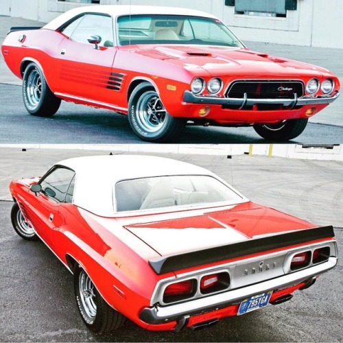 u-musclecars: 1972 Dodge Challenger Facts ⬇️⬇️⬇️⬇️⬇️⬇️⬇️ Engine: Mopar 340. A set of KB hypereutectic pistons bring compression to 10.26:1 with factory rods and crankshaft. The camshaft was replaced with a 218-duration .454-inch