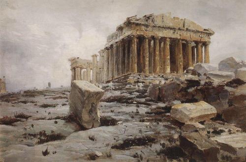 artist-polenov:Parthenon. Temple of Athena Parthénos., 1882, Vasily PolenovMedium: oil,canvas