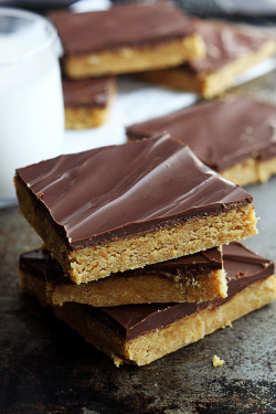 sweetoothgirl:  No Bake Peanut Butter Bars