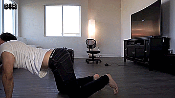 seans-infected-retinas:  Sheesh… what did that floor ever do to you?Also dem yoga skills