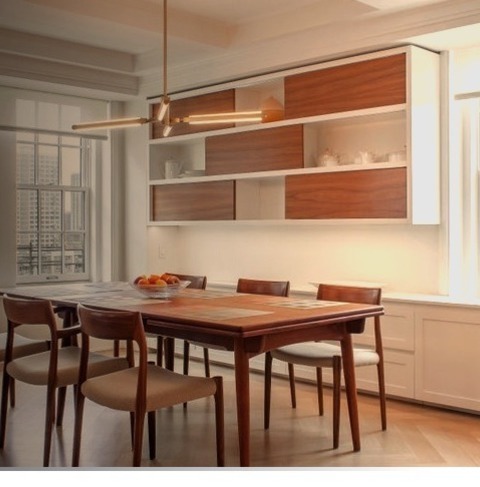 New York Kitchen DiningInspiration For A Mid-sized, Contemporary, Medium-tone Wood Floor, Brown Floor,