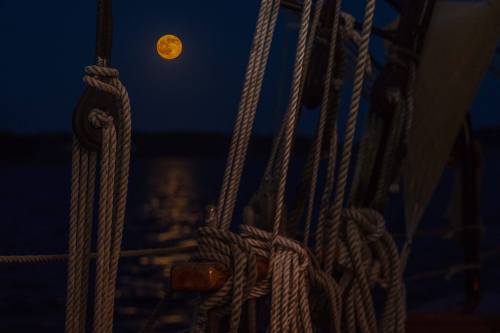 tomb666666: Full Maine moon aboard the Windjammer Angelique.