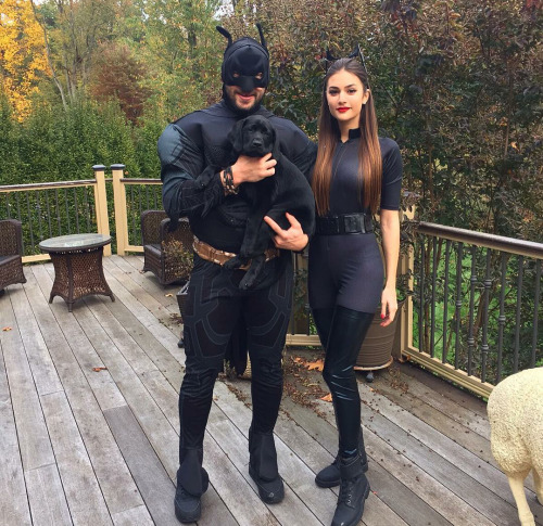 Alex Ovechkin and his then-fiancée (now wife), Nastya Shubskaya, with their dog, Blaik, as a 