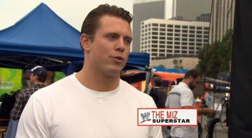 rileydibiaseambrose:  The Miz goes behind-the-scenes with The Muppets  The Miz looks good in that white shirt! With his hard nipples poking out