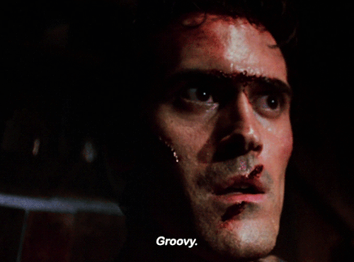 gregory-peck:WHO’S LAUGHING NOW?Bruce Campbell as Ashley ’Ash’ J. Williams in Evil Dead II (1987)