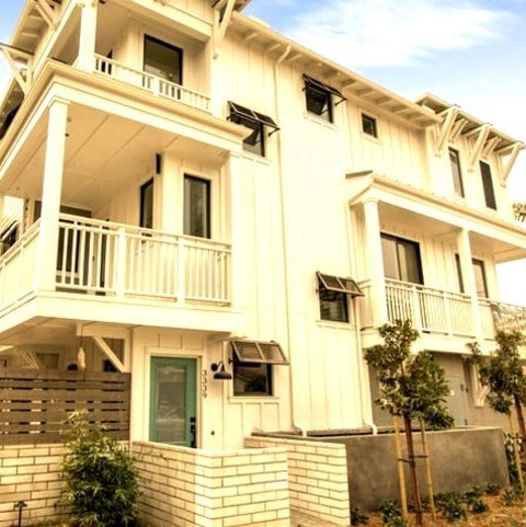 Beach Style Exterior - FiberboardAn Illustration Of A Medium-sized Apartment Building With A White, Three-story,