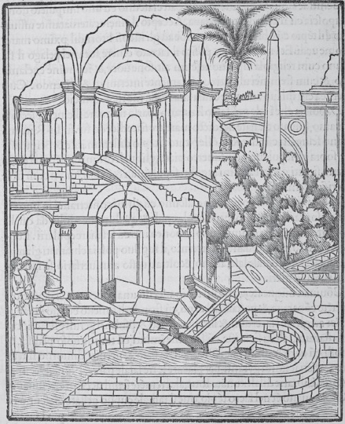 Attributed to Benedetto Bordone, The Ruined and Deserted Temple, Woodcut.From Francesco Colonna, Hyp