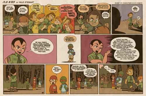 jl8comic: JL8 #183 by Yale Stewart Based on characters in DC Comics.  Like the Facebo