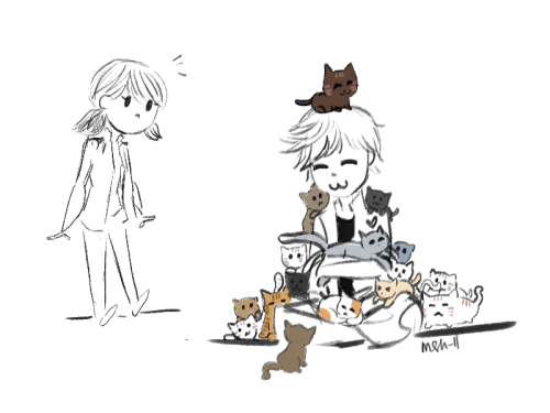 adrien + cats(sorry for my ug cats and doods) 