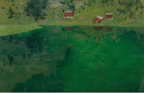 igormaglica:Hans Emmenegger (1866-1940), View of Golzernsee, 1938. oil on canvas, 54,3 x 81 cm