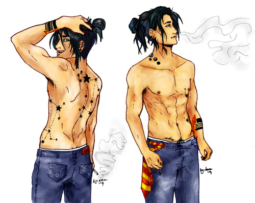 sorenphelps: i had a little free time so i coloured this and this prev pic of tattoed sirius. l