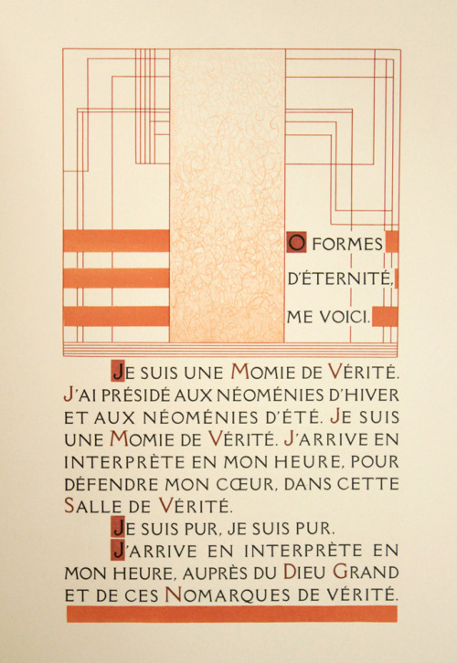 François-Louis Schmied, artwork for Le Livre de la vérité de parole, 1929. – “I am a mummy of 