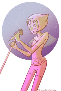 lenadirscherl:  I CAN SING (80s PEARL)I just couldn’t resist to draw her! That scene from “Story for Steven” is stuck in my head! Also her outfit is pretty-damn-cute! &lt;3See more Steven Universe fanart here: [LINK] Tools: Fineliner, Photoshopby
