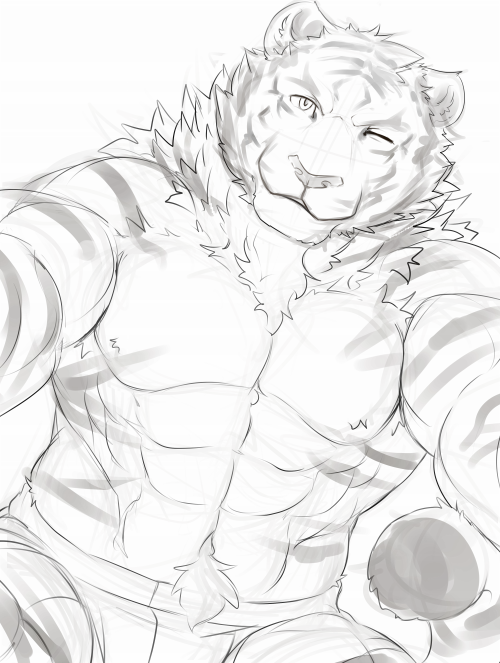 Porn Pics ralphthefeline:  WIP of tiger Ralph. Just