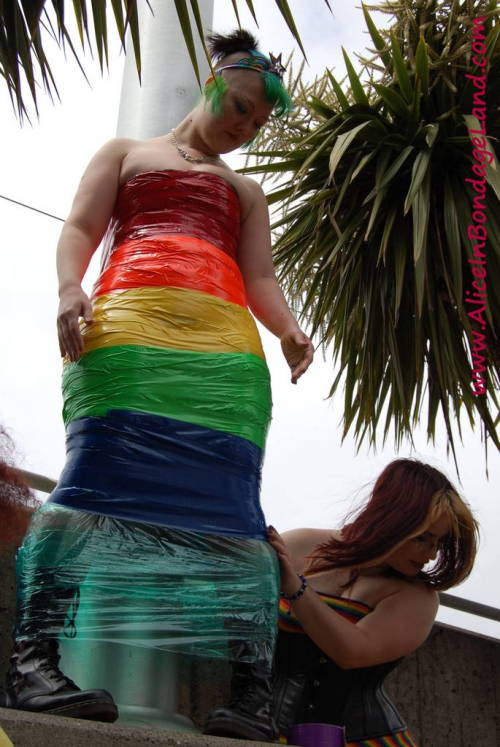 mistressaliceinbondageland:  Pride Flag public porn pictures