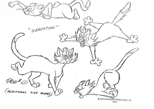 Model sheets and a production drawing for the 1972 Hanna-Barbera cartoon, Josie and the Pussycats in
