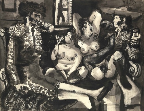 thunderstruck9:Pablo Picasso (Spanish, 1881-1973), Courtisanes et toreros [Courtesans and bullfighte