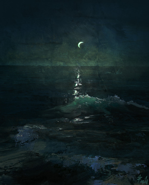 ex0skeletal-undead:Shining Night digital painting by Joseph Feely This artist on Instagram