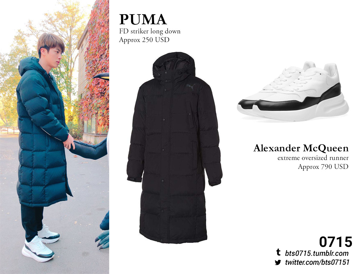 Champagne Doelwit schouder BTS FASHION/STYLE FINDER — 181018 | Jin : Twitter Update PUMA - FD striker ...