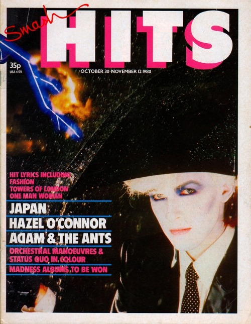 silly-joel:David Sylvian on the cover of Smash Hits, October 30 - November 12, 1980