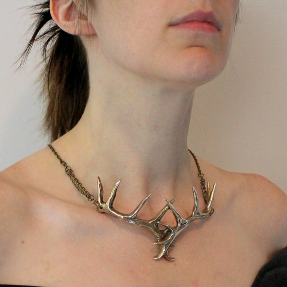 grayskiesfashion:  Moon Raven Designs - Stag Antler Choker Necklace 
