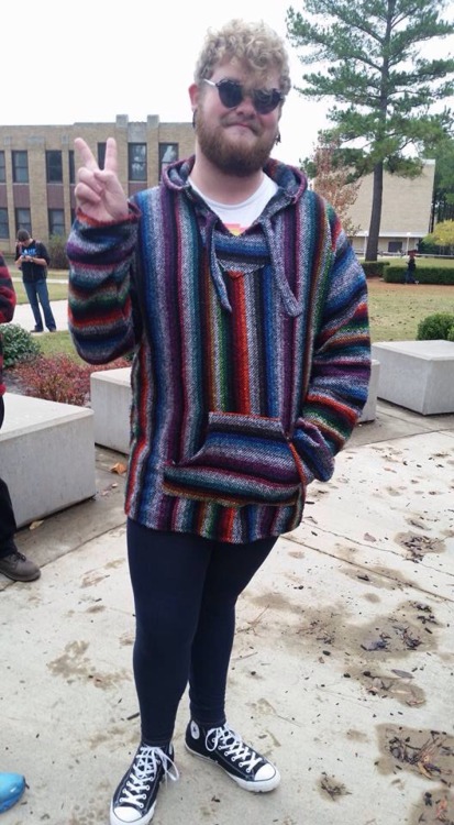 chubbyguyswag:  Here’s a few of my favorite outfits. The one of me in jeggings was the first time I’ve ever worn something like that in person, and it was the scariest thing, considering I live in the Bible Belt, where I get dirty looks for wearing