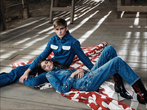 It’s all in the family: Kaia Gerber and Presley Gerber wear Spring 2018 CALVIN KLEIN JEANS. Shot by 