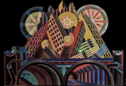 Fortunato Depero - Grattacieli e tunnel (Skyscrapers and tunnels) (1930) [4200X2900]