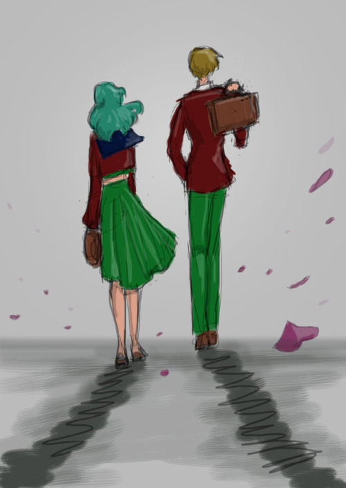 M: Haruka?H: Michiru…?M: Are we going to talk about why a romantic rain of petals keeps follo