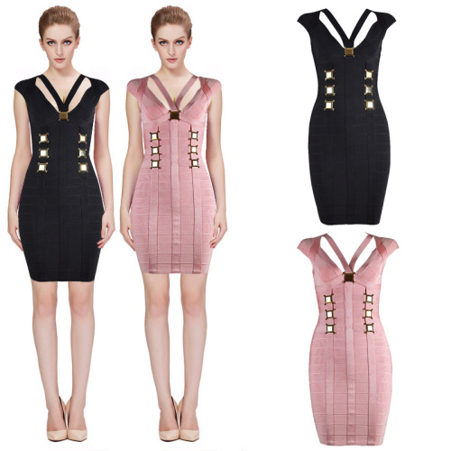 Herve Leger Pink Halter Metallic Bandage Dress HL602P. Find it at www.luxurydressesbox.com