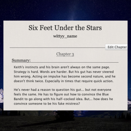 Six Feet Under the Stars - Chapter Three on Ao3✨Klance ✨King Keith / Royal Mistress Lance ✨Medieval 