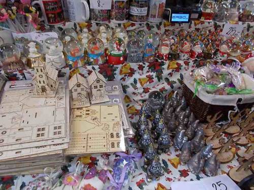 Various merchandise offered on Christmas market 2021 in the city Wroclaw, Poland.