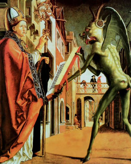 Michael Pacher, Saint Augustine and the devil, 1471-1475