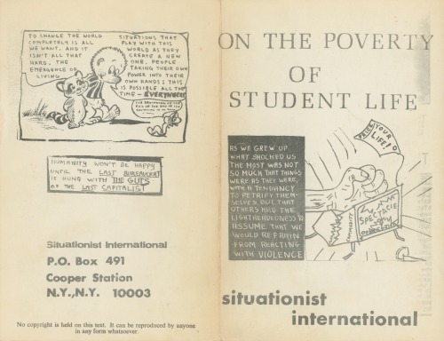 The first American edition of On the Poverty of Student Life, published in New York City in 1967 fro