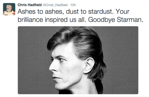 klaineandbiscuits: A farewell from the astronaut who brought the Starman’s music to the stars.