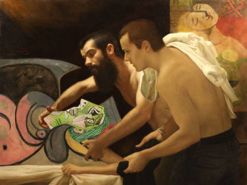 indefenseofart:Art History remixed— Cuban-American artist Cesar Santos’s painting series, “syncretis