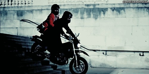 corneliapornelia:  Sherlock and Mary on a motorcycle (X)  Biker Sherlock Week: Day