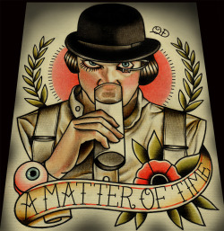 flash-art-by-quyen-dinh:  A Matter of Time (A Clockwork Orange) Tattoo Flash now available on Etsy :) 