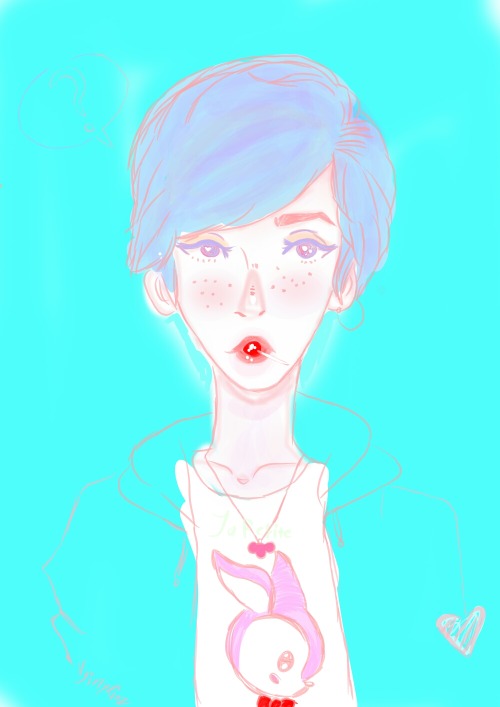 Aiden (sketch process) I decided to go with a dramatic paint splash effect,and pastel colors, becaus