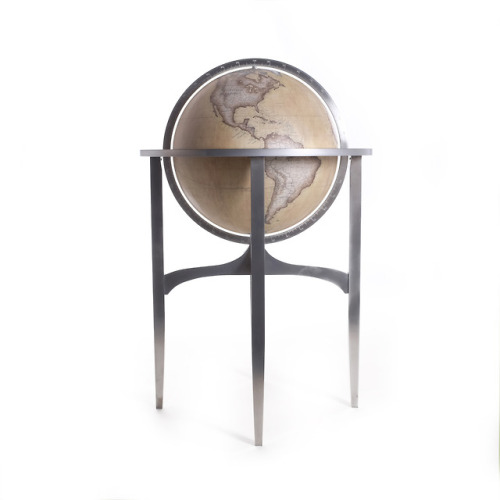 50cm diameter Britannia - Floor Standing Globe.Ochre - with a matte finish.Hand engraved solid Alumi