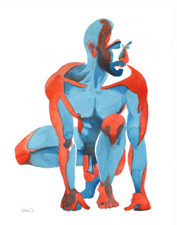 octoberjoe:  Red Kneeling Figure11″ x 14″