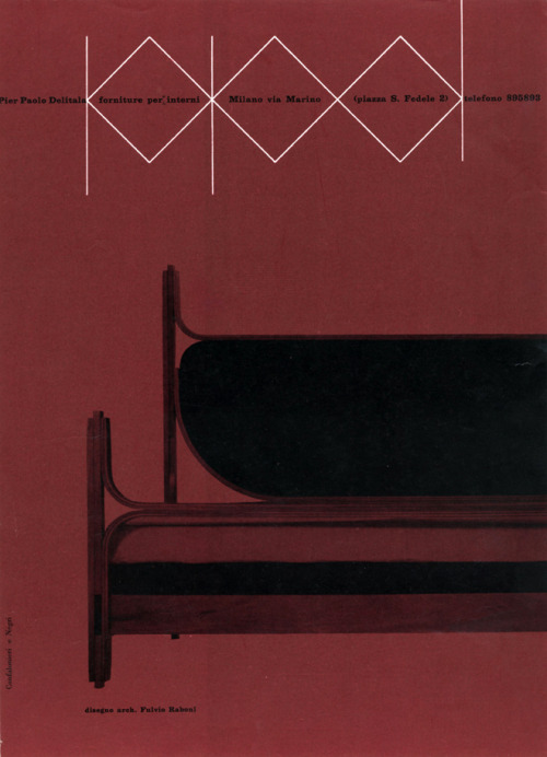 Ilio Negri, ad for furniture store of Pier Paolo Delitalia, 1961. Confalonieri &amp; Negri, Milano. 