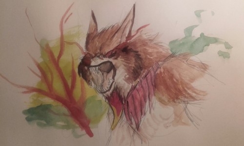 It’s 3 am, have a momma werewolf Arlinn. Watercolors on bad paper.