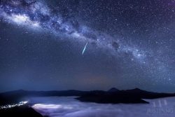 Photographer Justin Ng captured this amazing image of an Eta Aquarid meteor over Mount Bromo, East Java, Indonesia on May 5th 2013